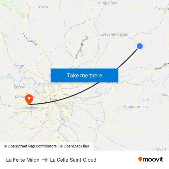 La Ferte-Milon to La Celle-Saint-Cloud map