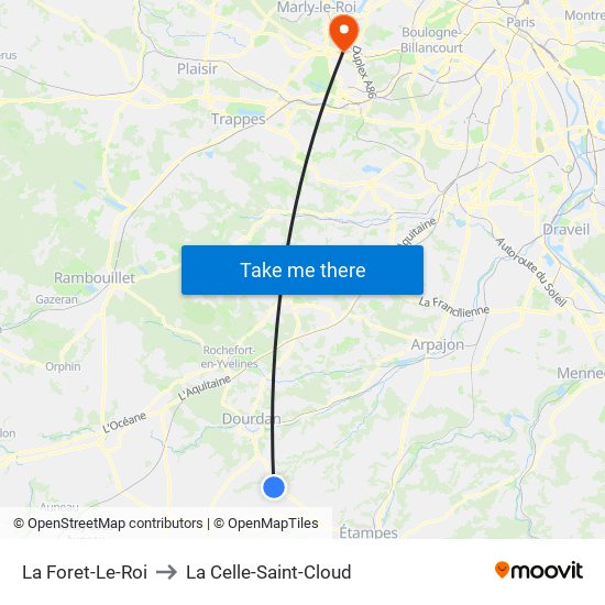 La Foret-Le-Roi to La Celle-Saint-Cloud map