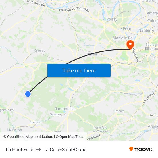 La Hauteville to La Celle-Saint-Cloud map