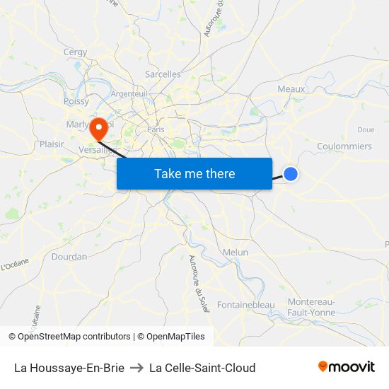 La Houssaye-En-Brie to La Celle-Saint-Cloud map