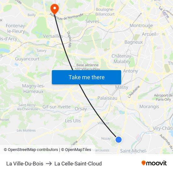 La Ville-Du-Bois to La Celle-Saint-Cloud map