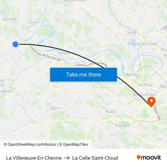 La Villeneuve-En-Chevrie to La Celle-Saint-Cloud map