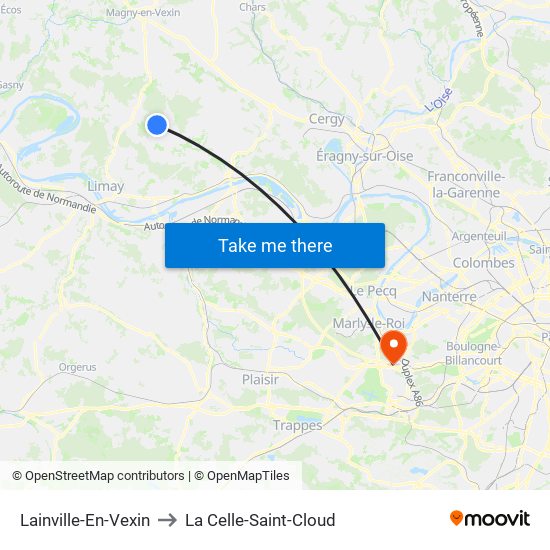 Lainville-En-Vexin to La Celle-Saint-Cloud map