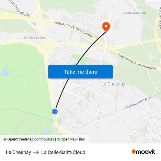 Le Chesnay to La Celle-Saint-Cloud map