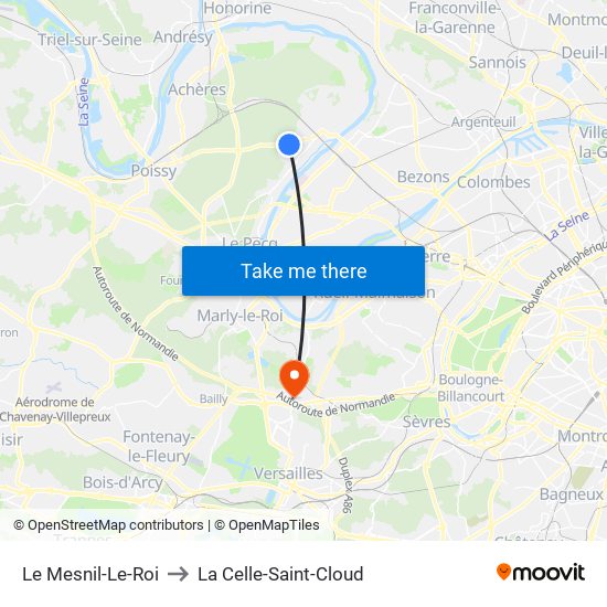 Le Mesnil-Le-Roi to La Celle-Saint-Cloud map