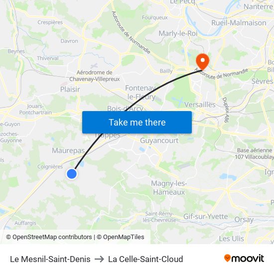 Le Mesnil-Saint-Denis to La Celle-Saint-Cloud map