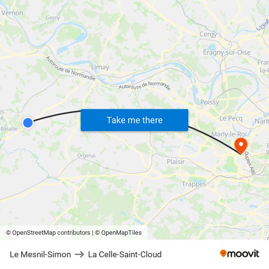Le Mesnil-Simon to La Celle-Saint-Cloud map
