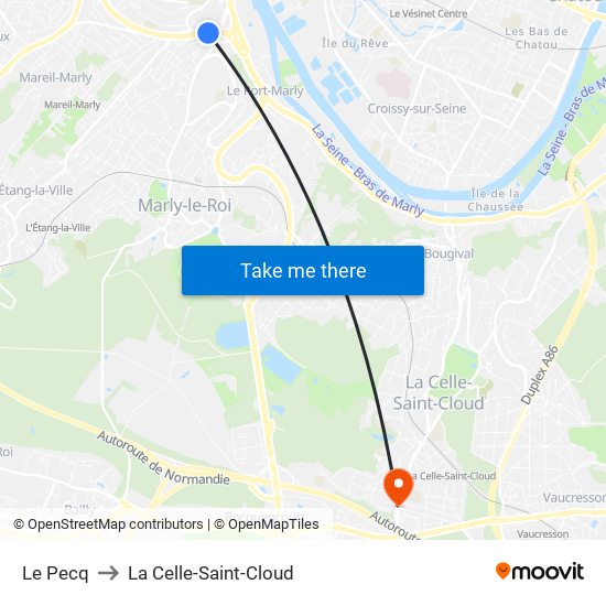 Le Pecq to La Celle-Saint-Cloud map