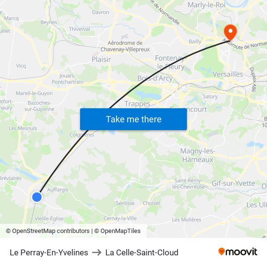 Le Perray-En-Yvelines to La Celle-Saint-Cloud map