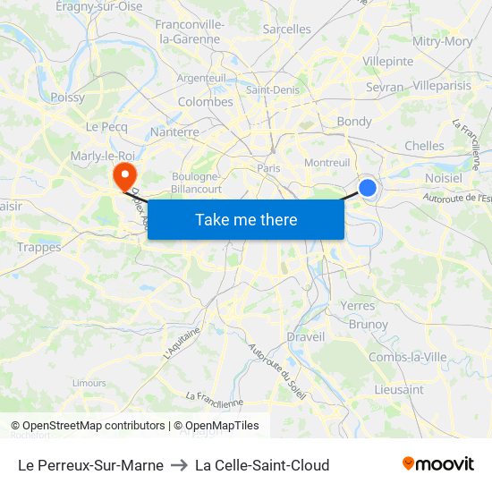 Le Perreux-Sur-Marne to La Celle-Saint-Cloud map