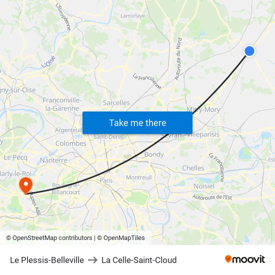 Le Plessis-Belleville to La Celle-Saint-Cloud map