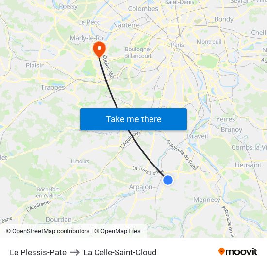 Le Plessis-Pate to La Celle-Saint-Cloud map