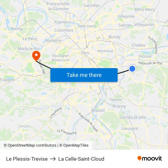 Le Plessis-Trevise to La Celle-Saint-Cloud map