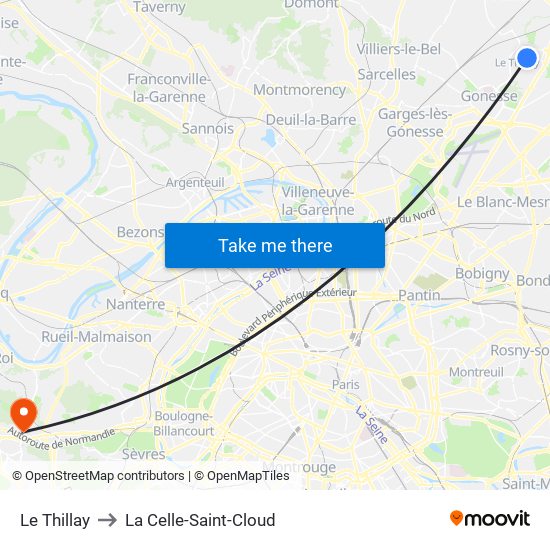 Le Thillay to La Celle-Saint-Cloud map