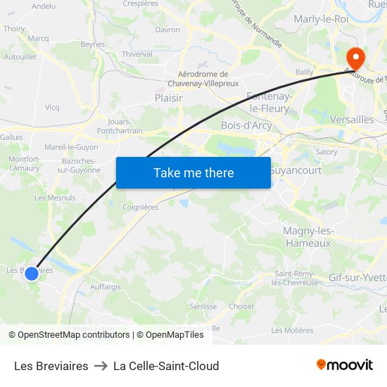 Les Breviaires to La Celle-Saint-Cloud map