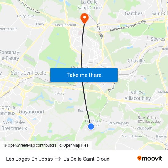 Les Loges-En-Josas to La Celle-Saint-Cloud map
