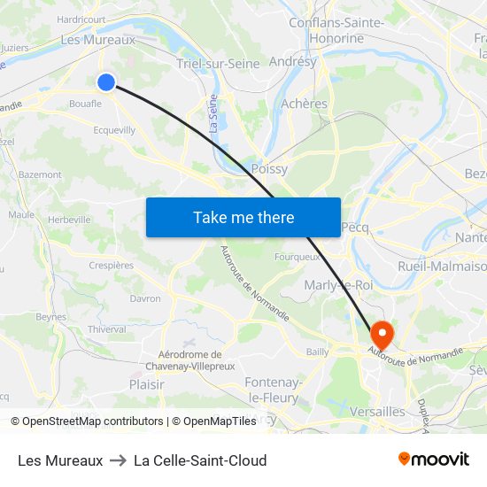 Les Mureaux to La Celle-Saint-Cloud map