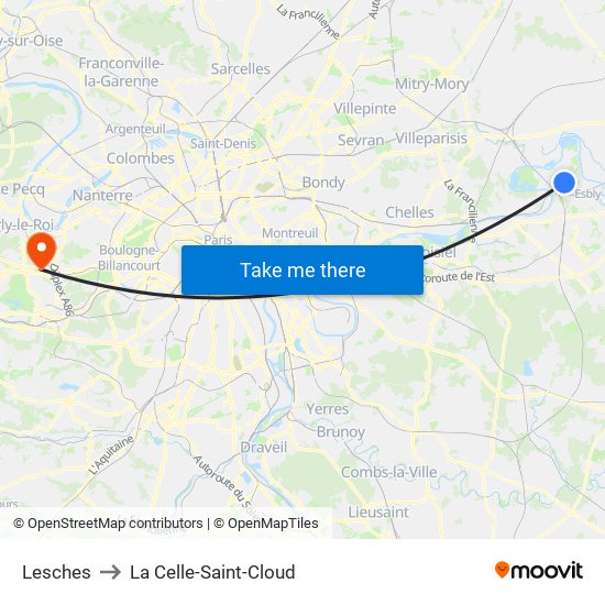 Lesches to La Celle-Saint-Cloud map