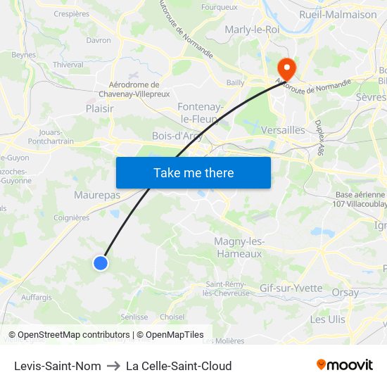 Levis-Saint-Nom to La Celle-Saint-Cloud map