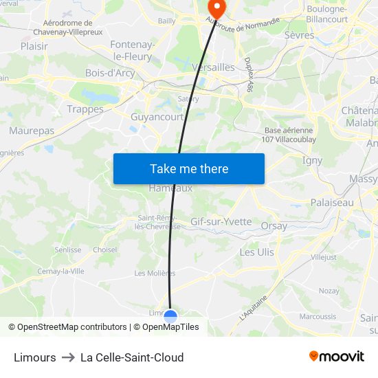 Limours to La Celle-Saint-Cloud map