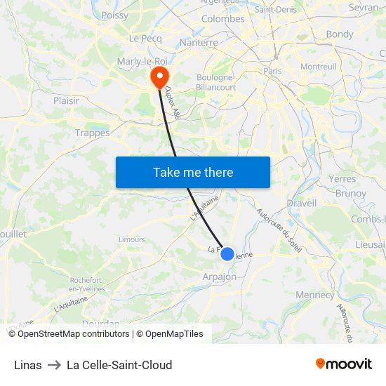 Linas to La Celle-Saint-Cloud map