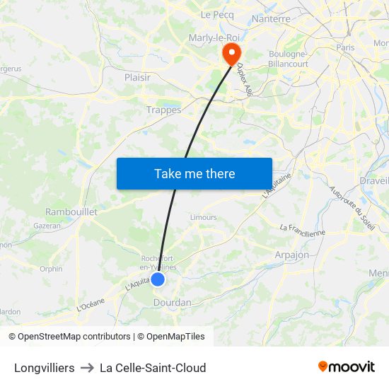 Longvilliers to La Celle-Saint-Cloud map