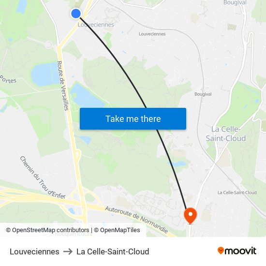 Louveciennes to La Celle-Saint-Cloud map