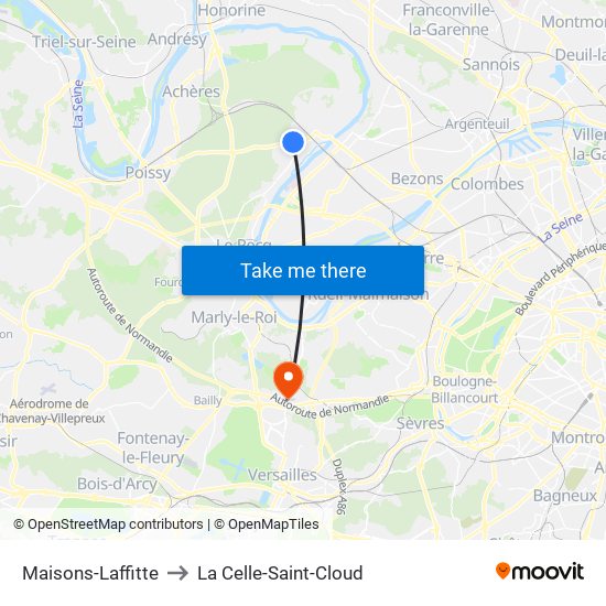 Maisons-Laffitte to La Celle-Saint-Cloud map