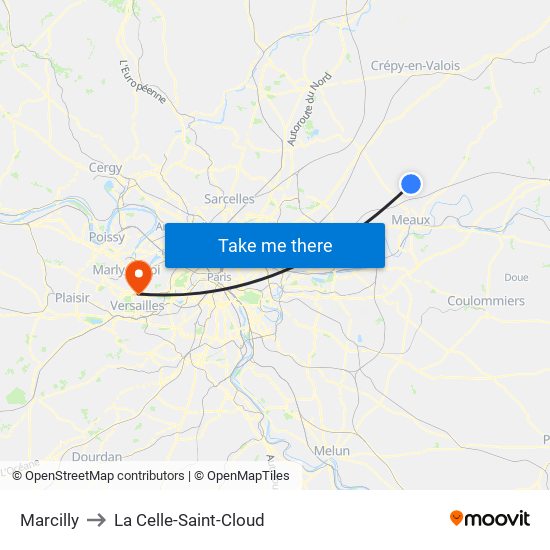 Marcilly to La Celle-Saint-Cloud map