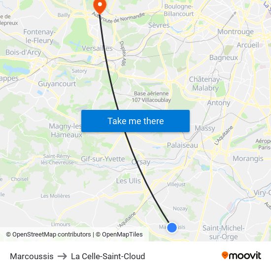 Marcoussis to La Celle-Saint-Cloud map