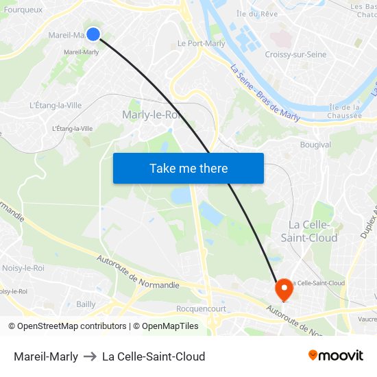 Mareil-Marly to La Celle-Saint-Cloud map