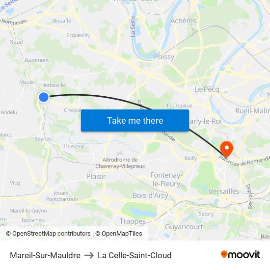 Mareil-Sur-Mauldre to La Celle-Saint-Cloud map