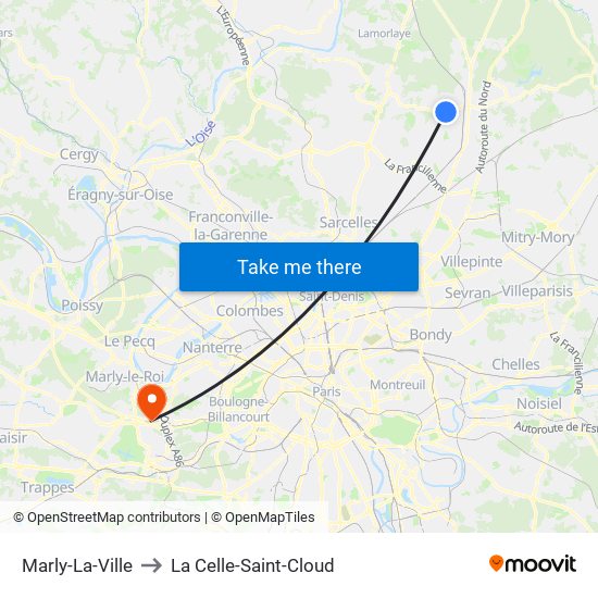 Marly-La-Ville to La Celle-Saint-Cloud map