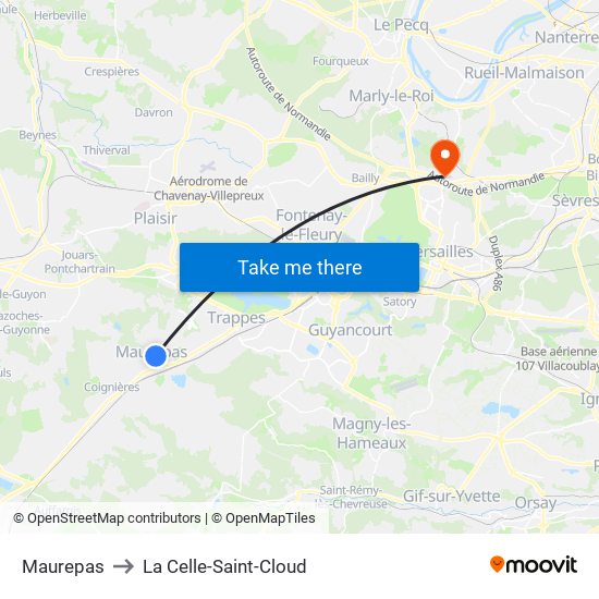 Maurepas to La Celle-Saint-Cloud map