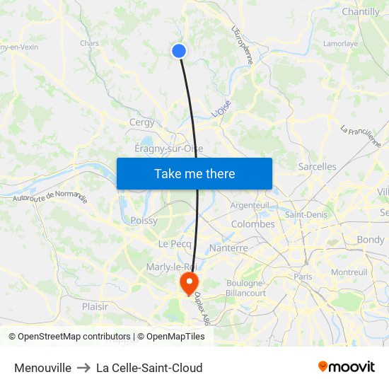 Menouville to La Celle-Saint-Cloud map