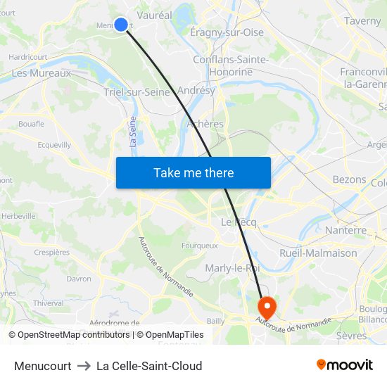 Menucourt to La Celle-Saint-Cloud map