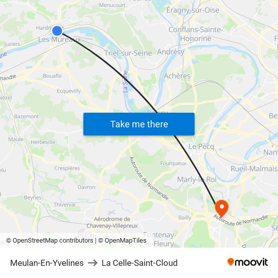 Meulan-En-Yvelines to La Celle-Saint-Cloud map