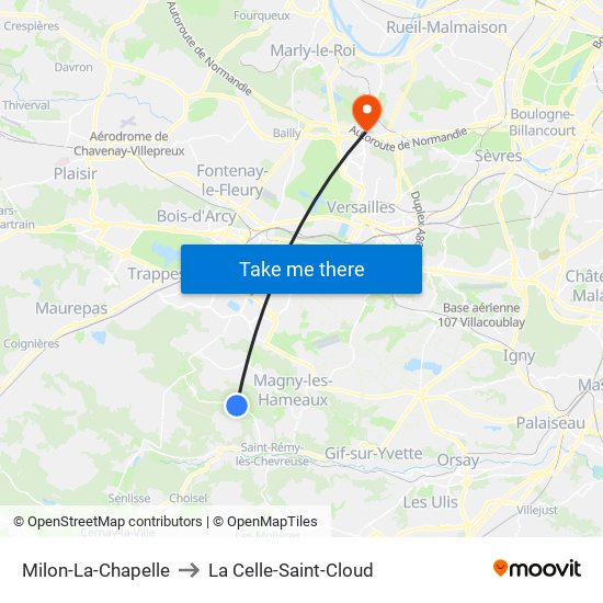 Milon-La-Chapelle to La Celle-Saint-Cloud map