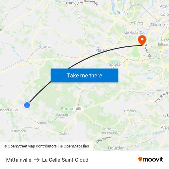 Mittainville to La Celle-Saint-Cloud map