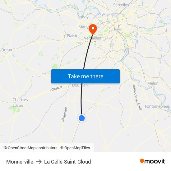 Monnerville to La Celle-Saint-Cloud map