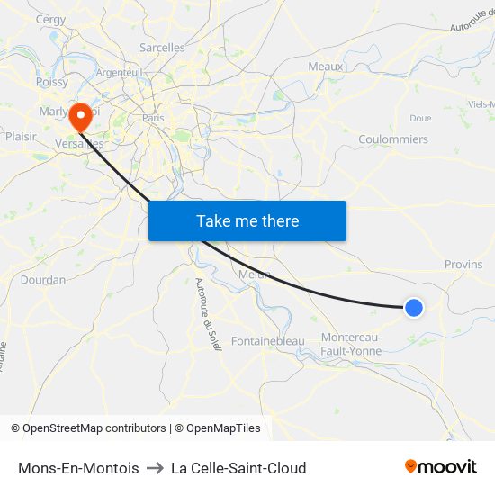 Mons-En-Montois to La Celle-Saint-Cloud map
