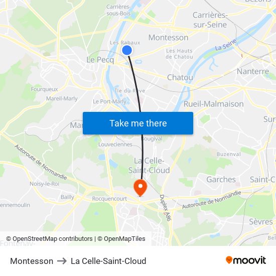 Montesson to La Celle-Saint-Cloud map