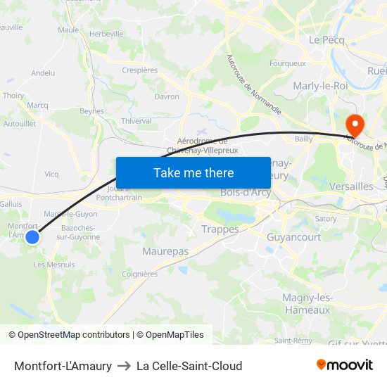 Montfort-L'Amaury to La Celle-Saint-Cloud map