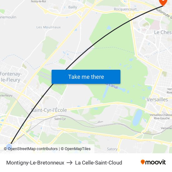 Montigny-Le-Bretonneux to La Celle-Saint-Cloud map