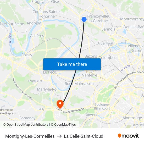 Montigny-Les-Cormeilles to La Celle-Saint-Cloud map