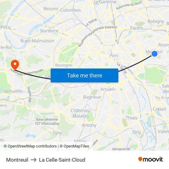 Montreuil to La Celle-Saint-Cloud map