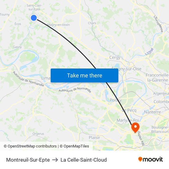 Montreuil-Sur-Epte to La Celle-Saint-Cloud map