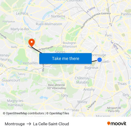 Montrouge to La Celle-Saint-Cloud map