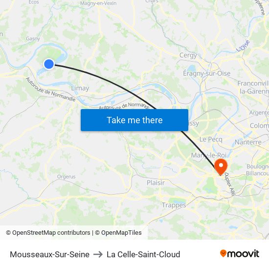 Mousseaux-Sur-Seine to La Celle-Saint-Cloud map
