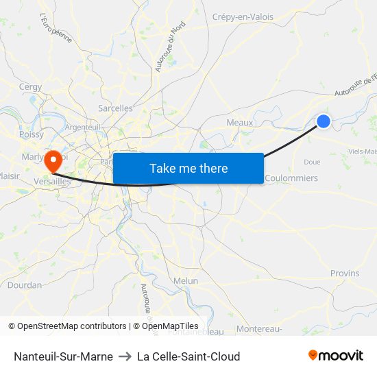 Nanteuil-Sur-Marne to La Celle-Saint-Cloud map